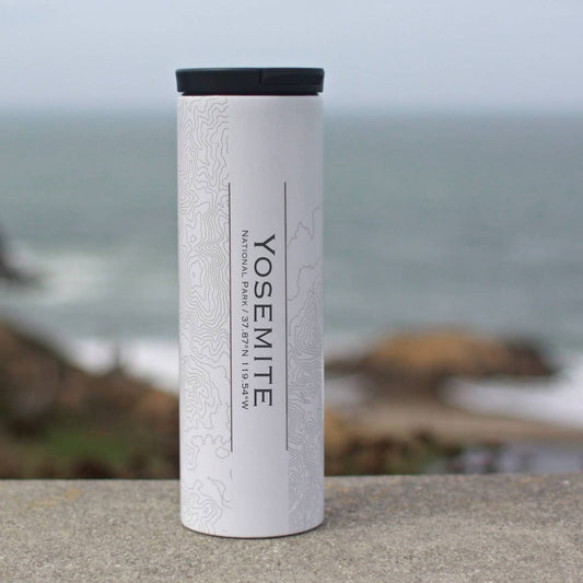 Yosemite National Park Topo Map Tumbler in Matte White