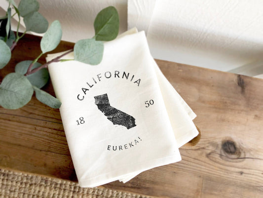 State Badge and Motto - Custom Cotton Tea Towel