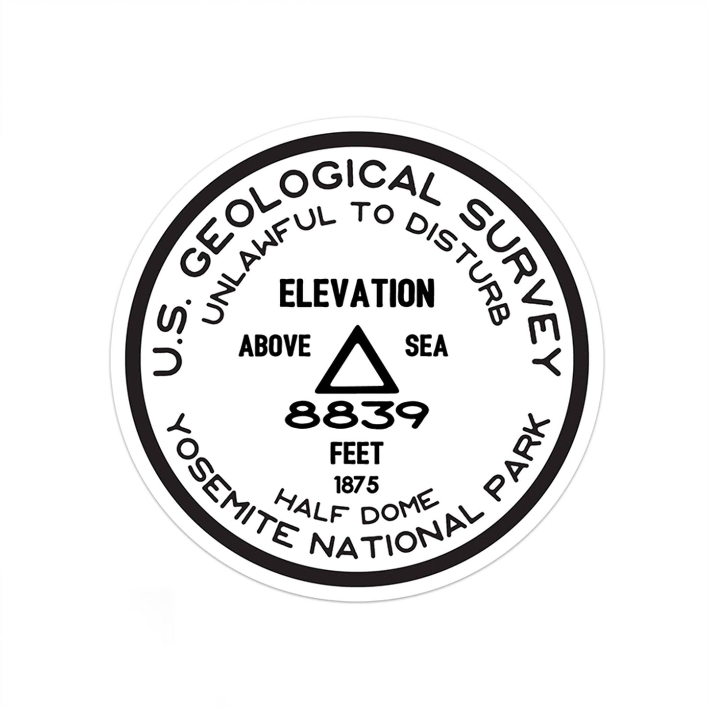 Yosemite National Park USGS Benchmark Sticker | Half Dome: 2"