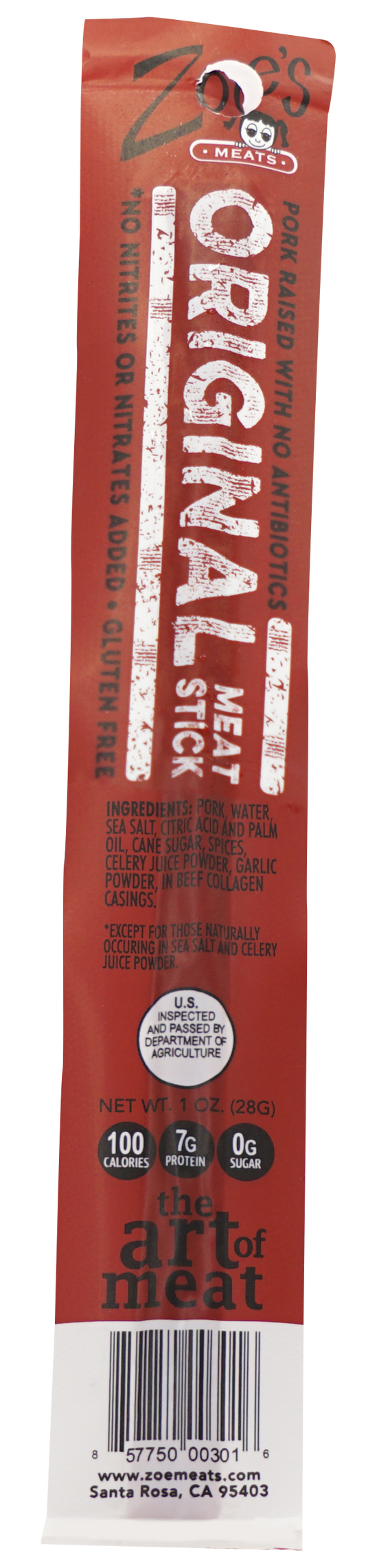 Zoe's Meats Uncured Original Meat Sticks, 1oz