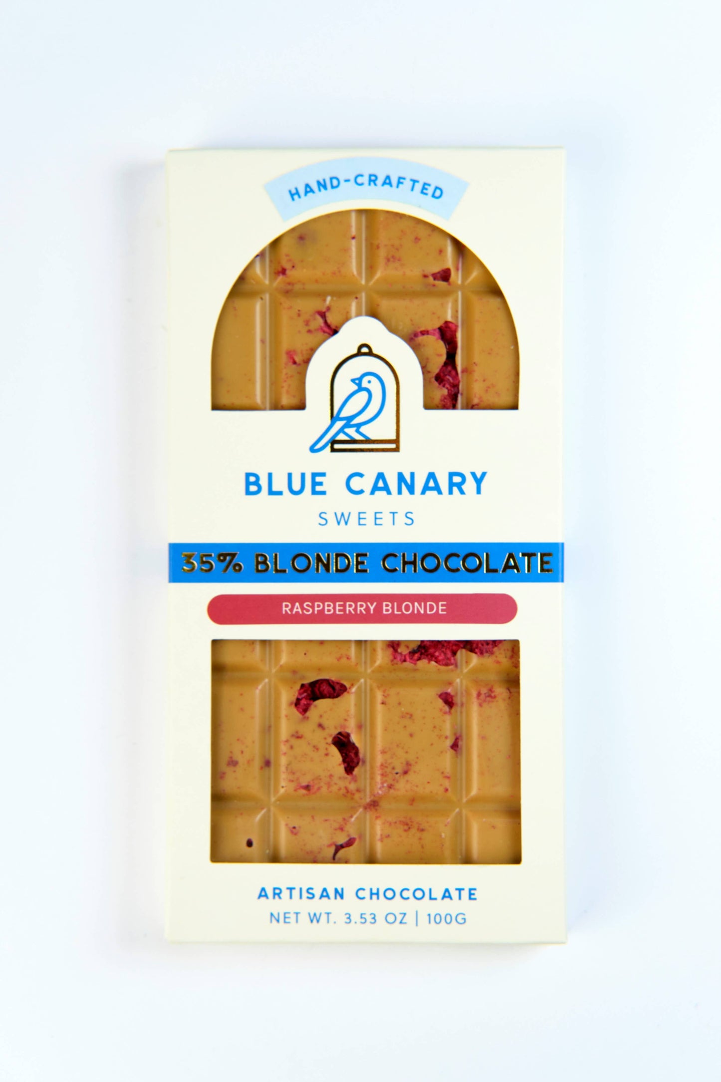 Raspberry Blonde Chocolate Bar: Blue Canary Sweets 3.5oz