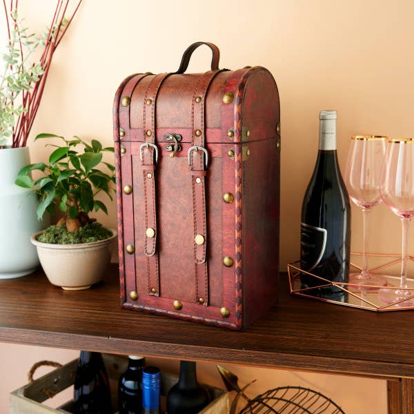 2 Bottle Antique Wooden Wine Box by Twine®