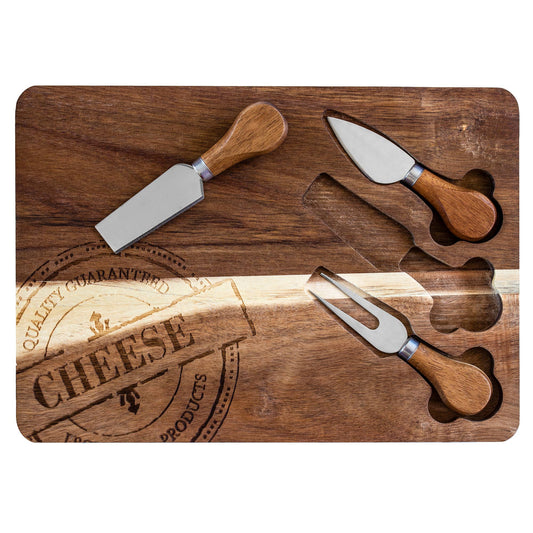 TB Home 4-Pc. Acacia Wood Cheese Board & Cheese Tool Set