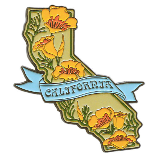 CA State w/ Poppies Enamel Magnet