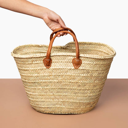 Moroccan Market Basket with Brown Straps, Short