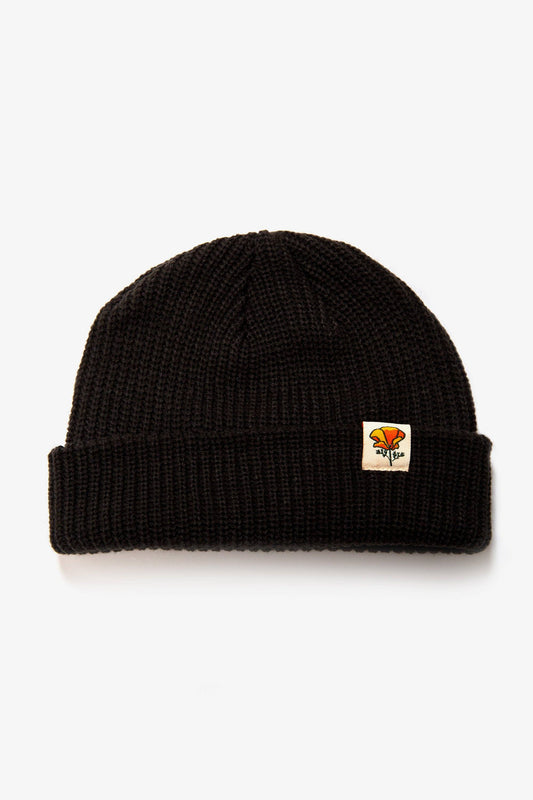 California Poppy Cable Beanie: Coal