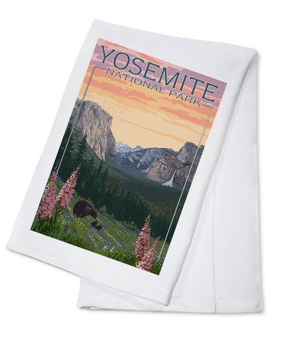 ORGANIC TEA TOWEL Yosemite National Park, California Bears 2: Organic Tea Towel