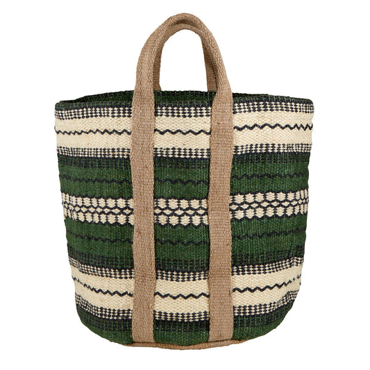 Jute Basket Bag - Green