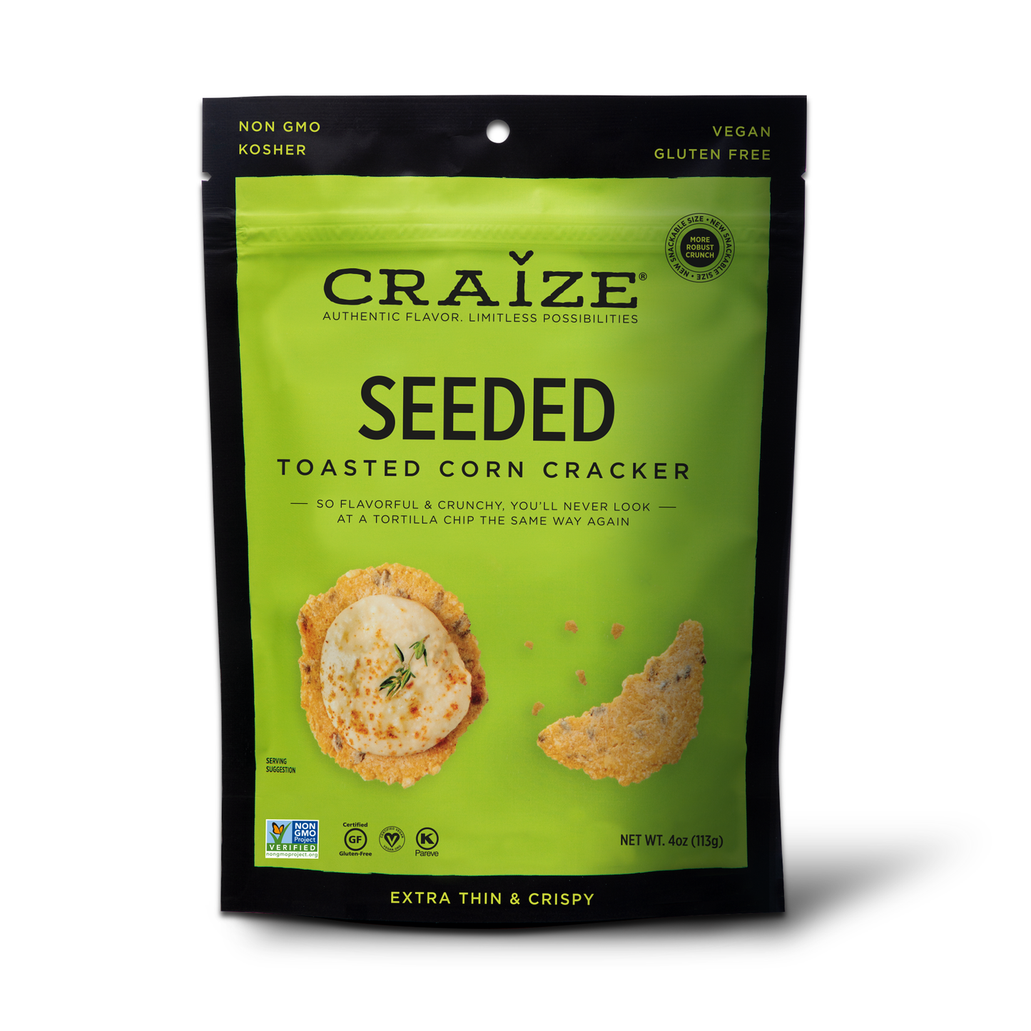 Seeded Toasted Corn Crackers 4oz