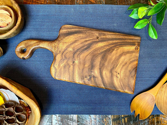 Premium, All Dark Grain, Small Handled Charcuterie Board