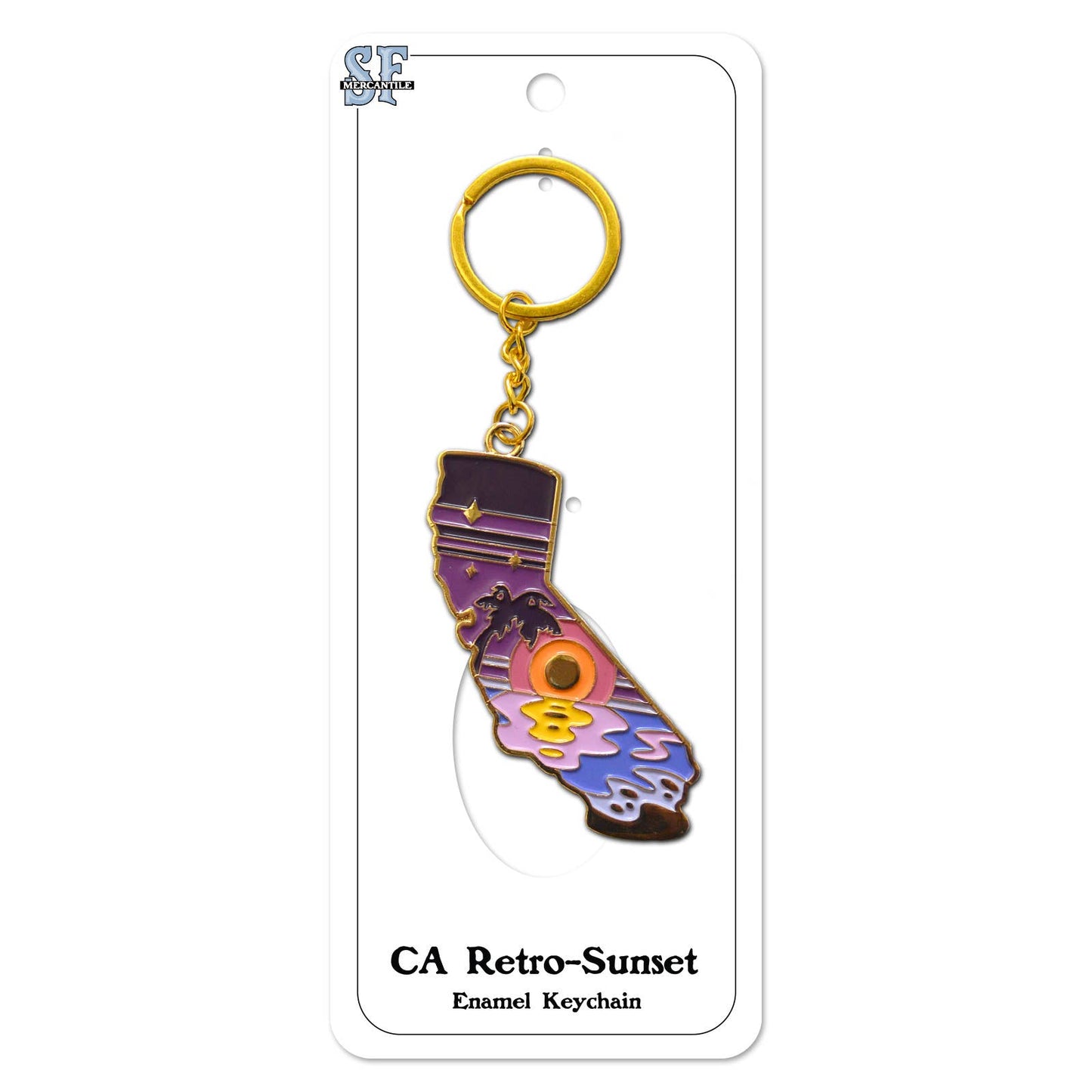 CA Retro Sunset Enamel Keychain