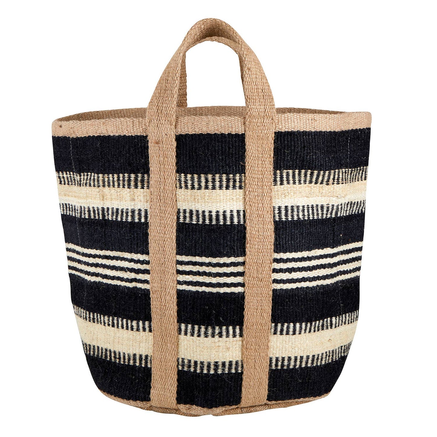 Jute Basket Bag - Black/Ivory