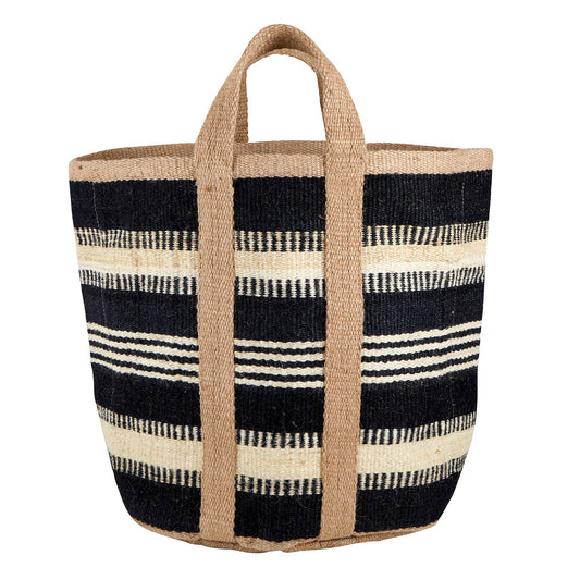 Jute Basket Bag - Black/Ivory