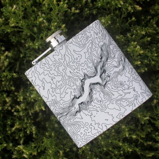 Yosemite National Park Topo Map Hip Flask in Matte White