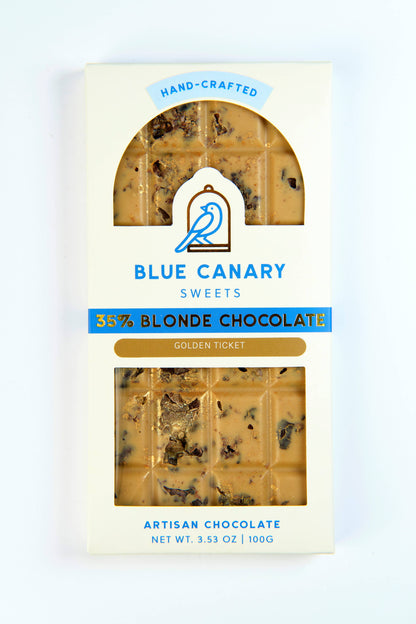 Golden Ticket Chocolate Bar: Blue Canary Sweets 3.5oz